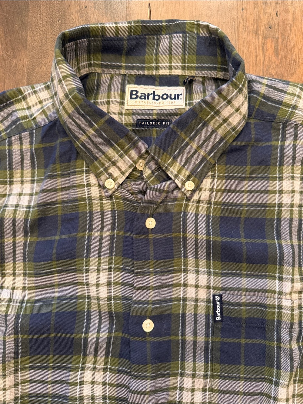 Barbour Eco 1 Tailored Fit Plaid Button Down Shirt Men's Large LIKE NEW